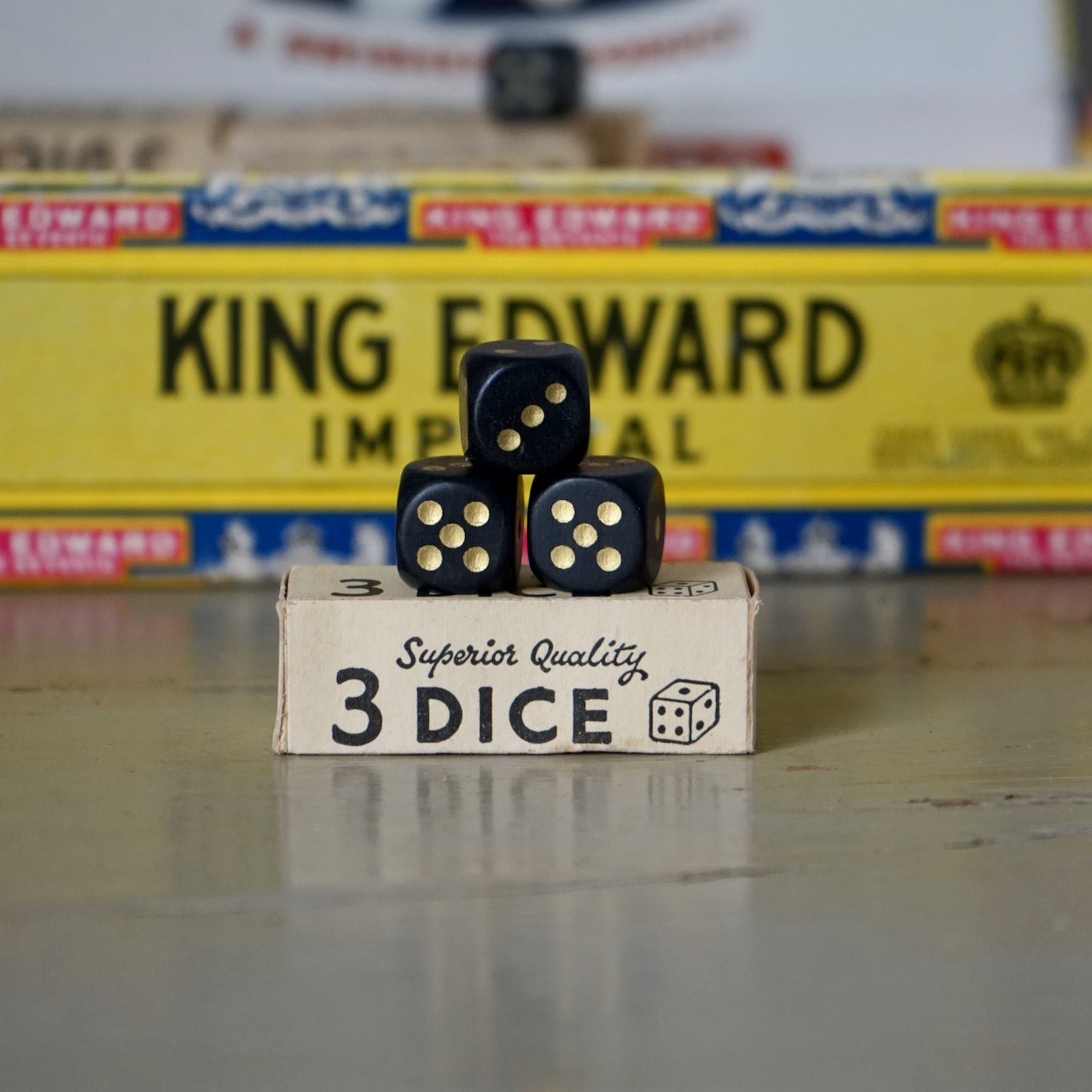Vintage Wooden Dice Box of 3