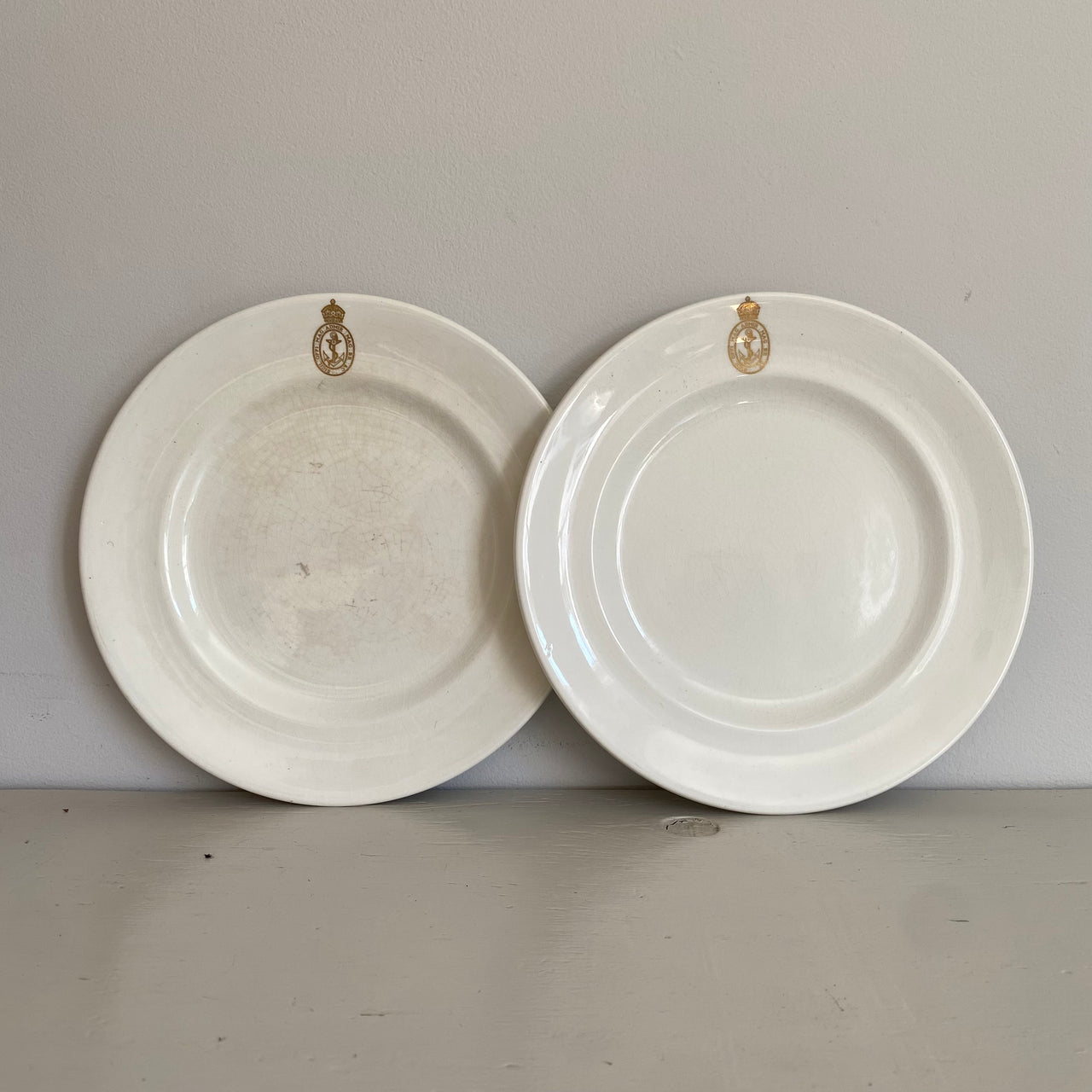 Two Navy Plates by N.S Pottery