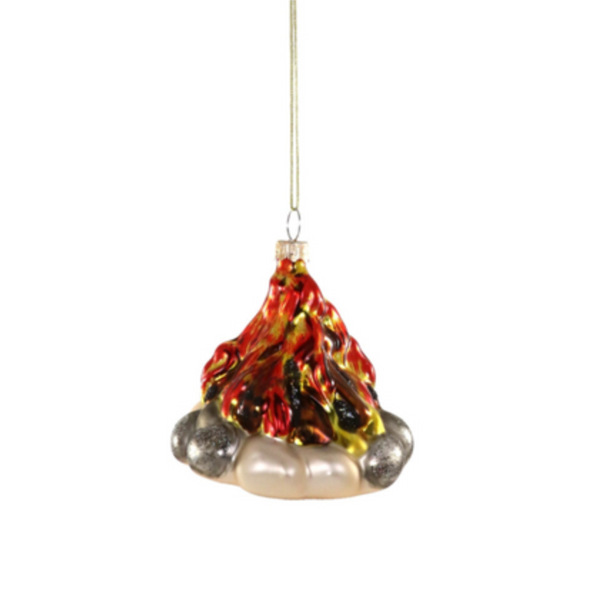 Campfire Glass Christmas Ornament