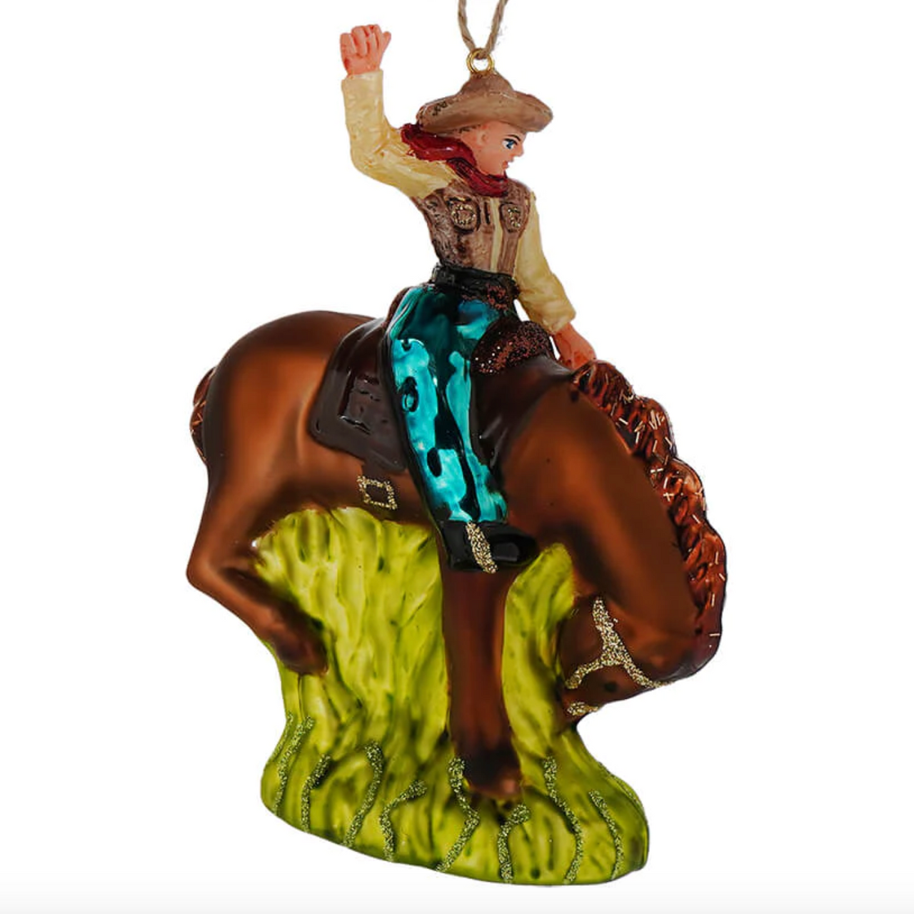 Cowboy Glass Christmas Ornament