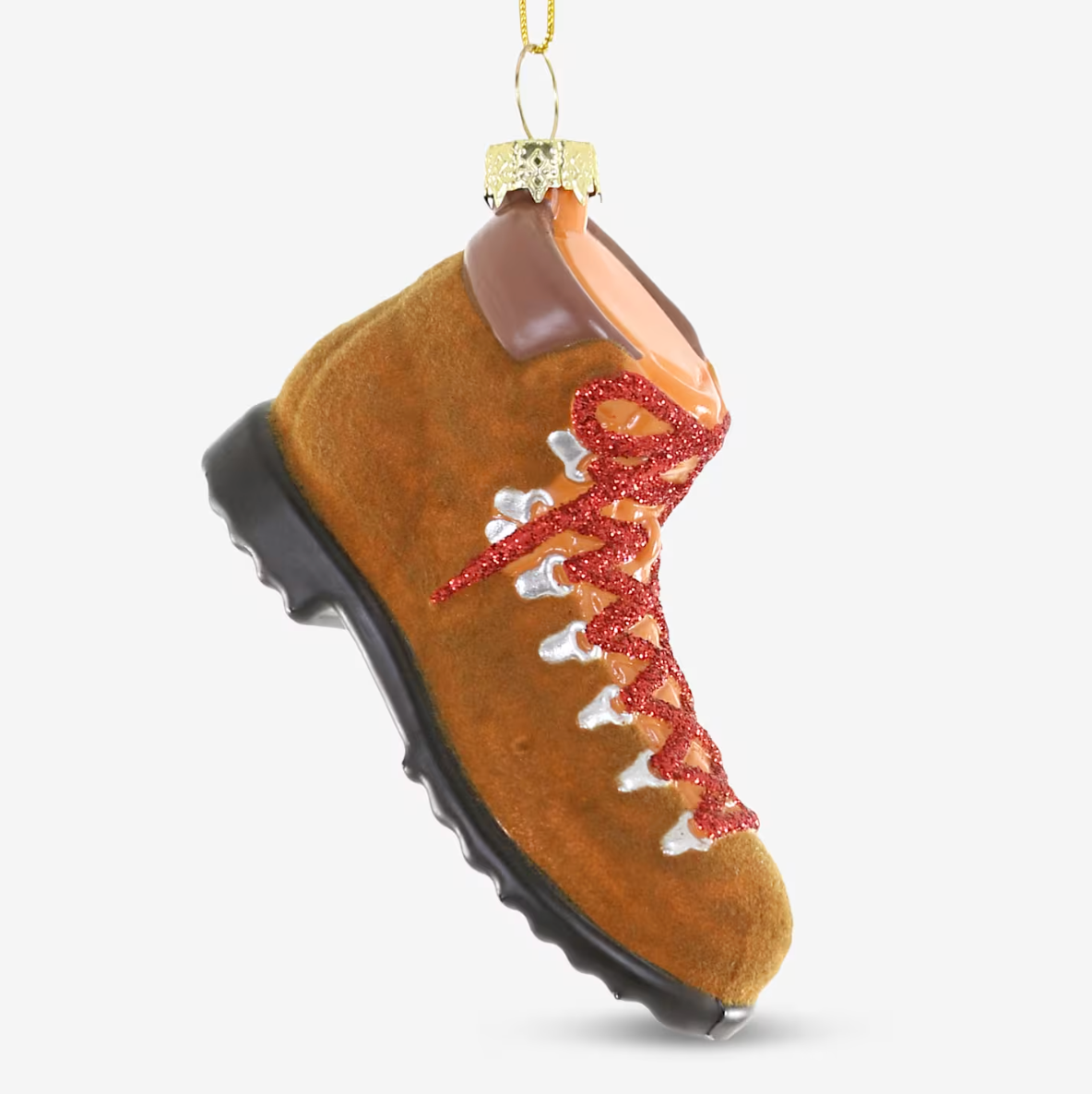 Hiking Boots Glass Christmas Ornament