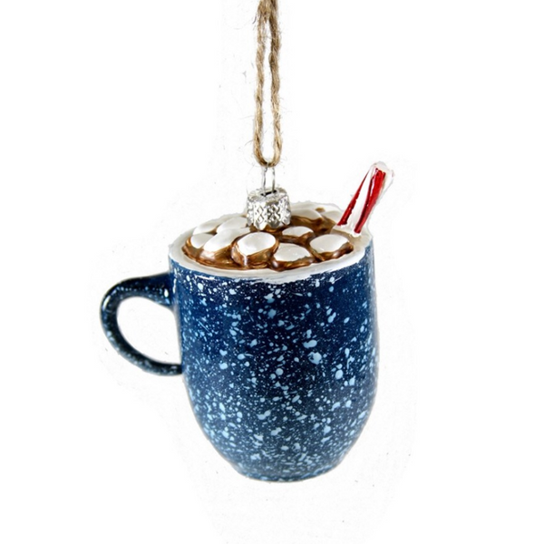 Campfire Cocoa Mug Glass Ornament