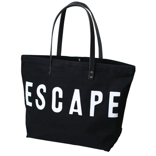 'Escape' Canvas Tote Bag - Black
